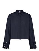 Yastrinity Ls Short Shirt S. Tops Shirts Long-sleeved Navy YAS