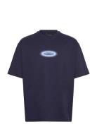 Dotted Logo T-Shirt Tops T-shirts Short-sleeved Navy Daily Paper