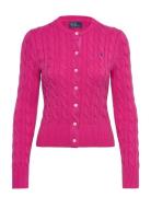 Cable-Knit Cotton Crewneck Cardigan Tops Knitwear Cardigans Pink Polo ...