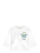 Embossed Cotton T-Shirt Tops T-shirts Long-sleeved T-shirts White Mang...