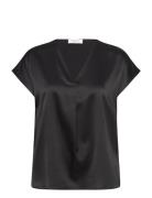 Rwjade Silk Ss Blouse Tops Blouses Short-sleeved Black Rosemunde