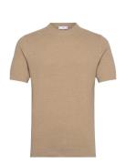 Cotton Fine-Knit T-Shirt Tops Knitwear Round Necks Beige Mango
