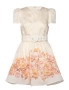 Vanna Pouf Sleeve Mini Dress Lyhyt Mekko Cream Malina