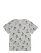 T-Shirt Ss Aop Sweat Tops T-shirts Short-sleeved Grey Minymo