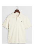 Texture Stripe Polo Tops Polos Short-sleeved Cream GANT
