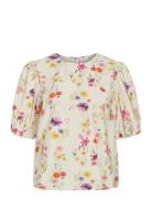 Vialinia O-Neck 2/4 Top/Dc/Ln Tops Blouses Short-sleeved Multi/pattern...