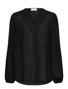 Rwroa Ls Long Blouse Tops Blouses Long-sleeved Black Rosemunde