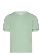 Top Basic Puff Sleeve Tops T-shirts Short-sleeved Green Lindex