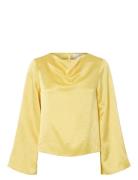 Slfselene Ls Draped Neckline Top B Tops Blouses Long-sleeved Yellow Se...