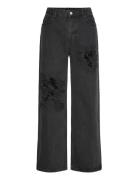 Missy Lw Loose Jeans Emb. Bottoms Jeans Wide Black Monki