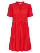 Onltiri-Caro S/S V-Neck Lin Dress Cc Pnt Lyhyt Mekko Red ONLY
