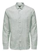 Onscaiden Ls Stripe Linen Shirt 6601Noos Tops Shirts Casual Green ONLY...
