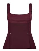 2330 Double Sided Crepe, Sleeveless Tops Blouses Sleeveless Burgundy S...