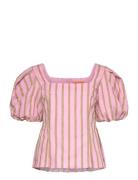 2344 Soft Jacquard Weave, Blouson S Tops Blouses Short-sleeved Pink ST...