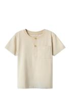 Nmmfreddi Nreg Ss Top Box Tops T-shirts Short-sleeved Beige Name It