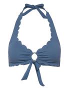 Scallop Halter Croptop Bikiniyläosa Bikiniliivit Blue Hunkemöller