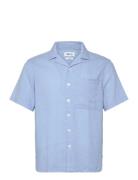 Sdallan Cuba Tops Shirts Short-sleeved Blue Solid