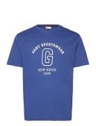Graphic Ss T-Shirt Tops T-shirts Short-sleeved Blue GANT