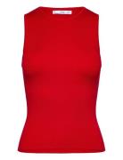 Sleeveless Fitted Knitted Top Tops T-shirts & Tops Sleeveless Red Mang...