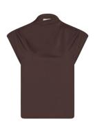 T-Shirt With Gathered Asymmetrical Neck Tops T-shirts & Tops Sleeveles...