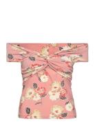 Floral Twist-Front Off-The-Shoulder Top Tops Blouses Short-sleeved Mul...