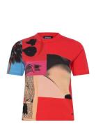 Red Collage Lacroi Tops T-shirts & Tops Short-sleeved Red Desigual