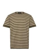 Thomas Knitted Striped T-Shirt Tops T-shirts Short-sleeved Khaki Green...