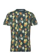 Juicy Aop O-Neck Tee S/S Tops T-shirts Short-sleeved Green Lindbergh