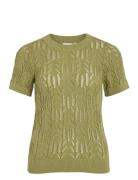 Vicotti S/S O-Neck Knit Top - Noos Tops Knitwear Jumpers Khaki Green V...