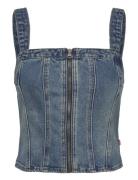 Sculpted Bustier Verified Vint Tops T-shirts & Tops Sleeveless Blue Le...
