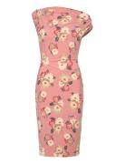 Floral Jersey Off-The-Shoulder Dress Lyhyt Mekko Pink Lauren Ralph Lau...