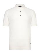 Knitted Cable Polo S/S Tops Polos Short-sleeved White Lindbergh Black