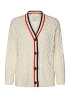 Contrast Cable Cardigan Tops Knitwear Cardigans Cream GANT