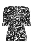 Floral Stretch Cotton Boatneck Tee Tops T-shirts & Tops Short-sleeved ...