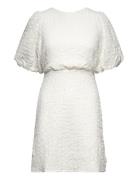 Structured Bow Short Dress Lyhyt Mekko White Bubbleroom