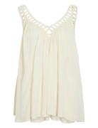 Vijunar Square Neck S/L Top Tops Blouses Sleeveless Cream Vila