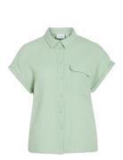 Vilania S/S Shirt Tops Shirts Short-sleeved Green Vila