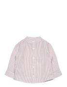 Striped Mao Collar Shirt Tops Shirts Long-sleeved Shirts Beige Mango