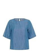 Miekepw Bl Tops Blouses Short-sleeved Blue Part Two