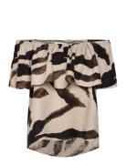 Cmnatuli-Blouse Tops Blouses Short-sleeved Beige Copenhagen Muse