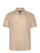Pure Linen Reg Polo Tops Polos Short-sleeved Cream Tommy Hilfiger