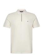 Mercerised Pique Zip Reg Polo Tops Polos Short-sleeved Cream Tommy Hil...
