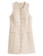Linen Mix Sleeveless Dress Lyhyt Mekko Beige Tommy Hilfiger
