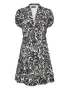 Floral Crepe Short-Sleeve Dress Lyhyt Mekko Black Lauren Ralph Lauren
