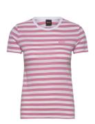 C_Esla_Striped Tops T-shirts & Tops Short-sleeved Pink BOSS