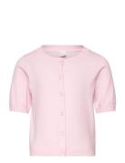 Cardigan Short Sleeve Basic Tops Knitwear Cardigans Pink Lindex