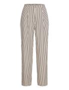 Texture Striped Trousers Bottoms Trousers Straight Leg Beige Mango