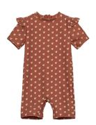 Swimjumpsuit Frills Printed Uimapuku Uima-asut Brown Petit Piao