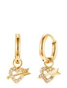Heart And Arrow Hoop Crystal Gold Accessories Jewellery Earrings Hoops...