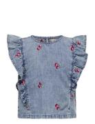 Kmgdandy Frill Cherry Top Dnm Tops Blouses & Tunics Blue Kids Only